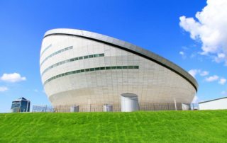 Astana National Library - offside with stone veneer aluminum honeycomb panels